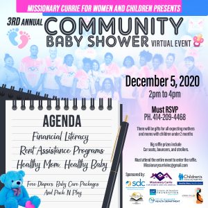 Missionary Currie Community baby shower EFlyer 2020